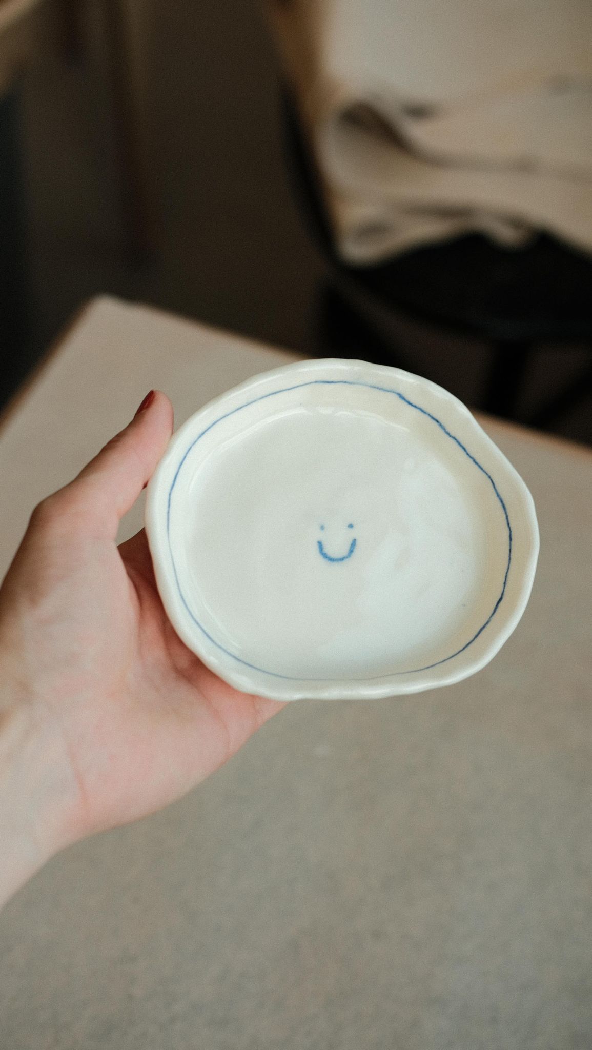 Mini assiette smiley - bleu (imparfait)